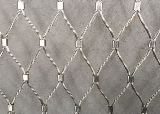 Flexibility SUS 304 316  Stainless Steel Ferrule Cable Netting for Architectural 3.0 mm rope 80*80 mm hole